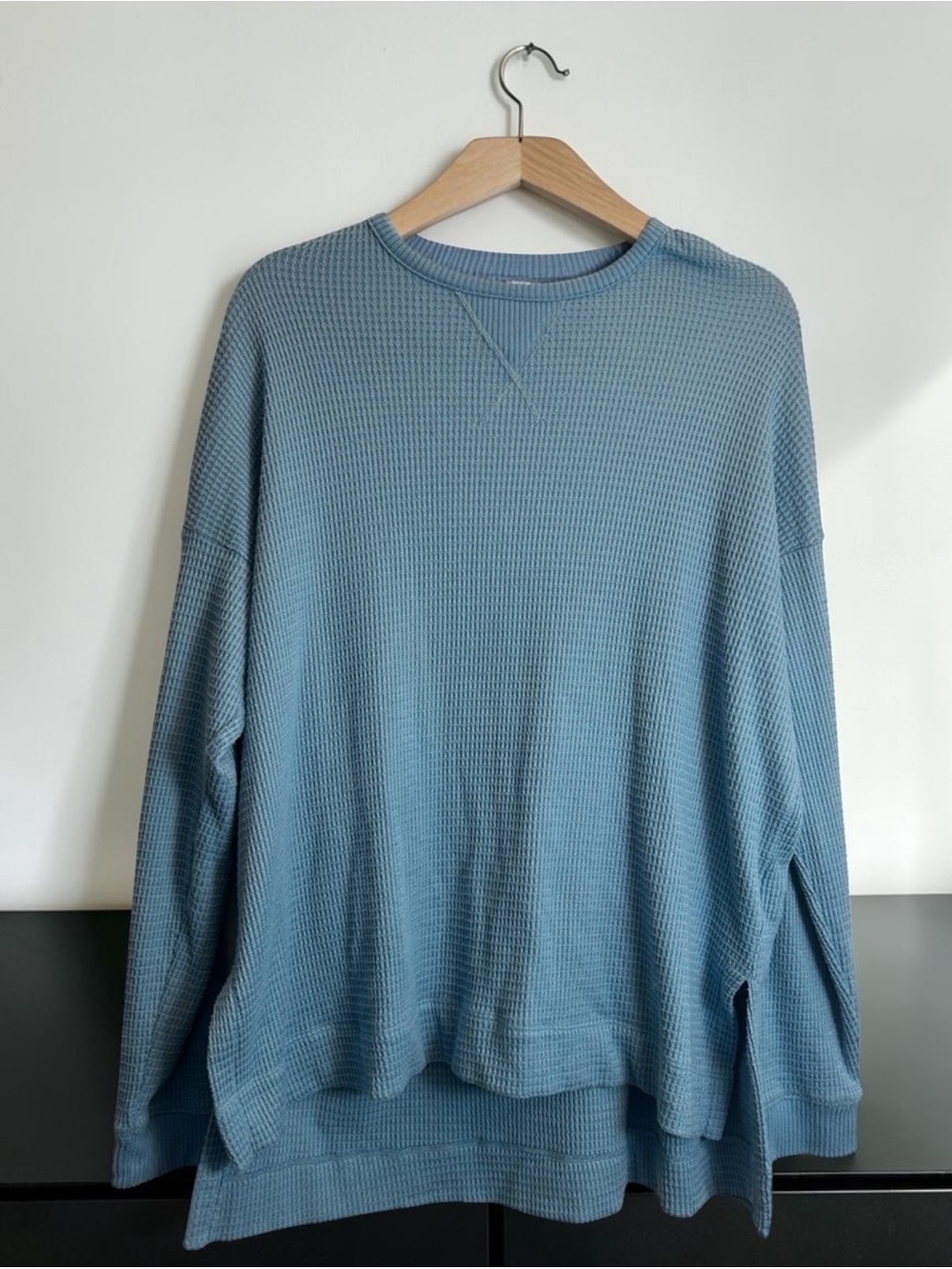 American Eagle Oversized Waffle Knit Sweater Light Blue M